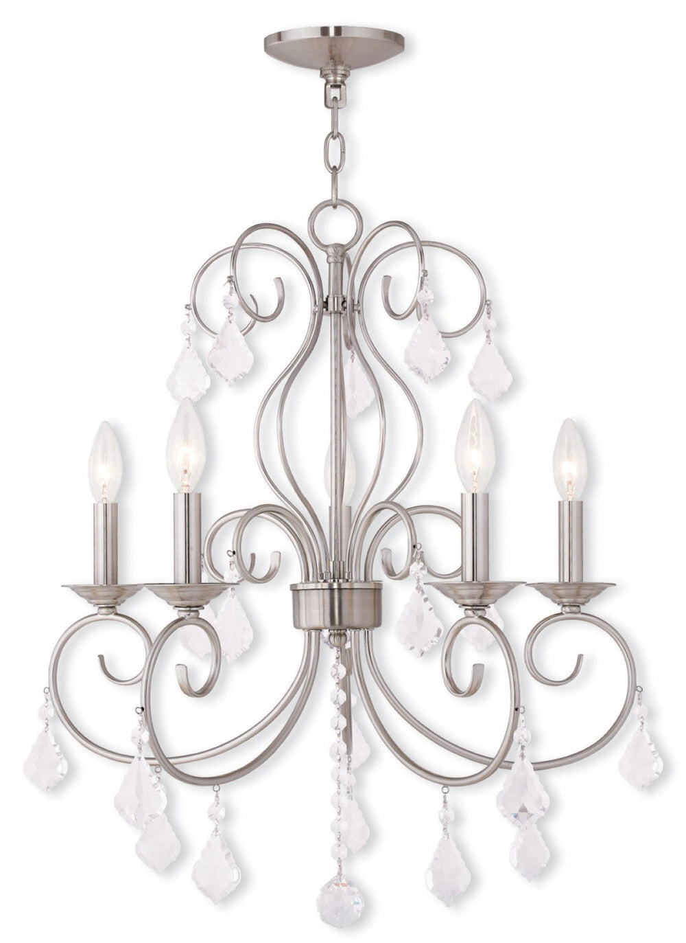 HomeRoots Five Light Dimmable Chandelier with Sleek Cylindrical Shades for Modern Elegance & Warm Ambiance 687621
