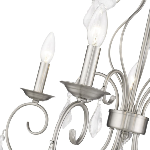 HomeRoots Five Light Dimmable Chandelier with Sleek Cylindrical Shades for Modern Elegance & Warm Ambiance 687621