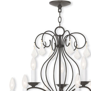 HomeRoots Bronze Nine-Light Dimmable Chandelier with Clear Accents – Elegant Cylinder Design for Modern Spaces 687623