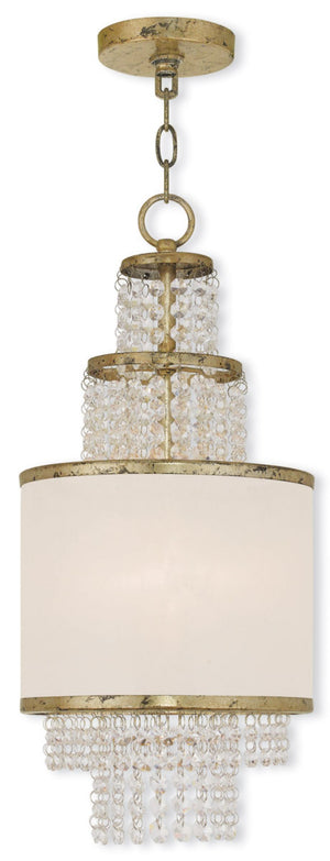 HomeRoots Gold Two-Light Dimmable Chandelier with Off-White Shades – Modern Elegance for Any Space 687625