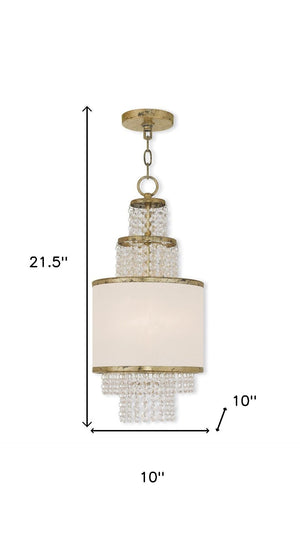 HomeRoots Gold Two-Light Dimmable Chandelier with Off-White Shades – Modern Elegance for Any Space 687625