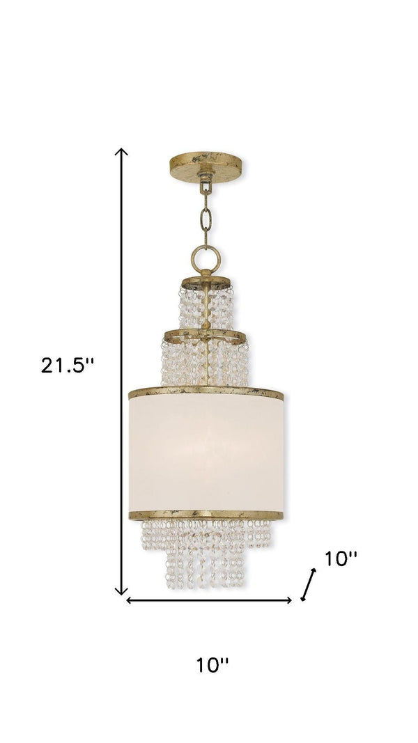 HomeRoots Gold Two-Light Dimmable Chandelier with Off-White Shades – Modern Elegance for Any Space 687625