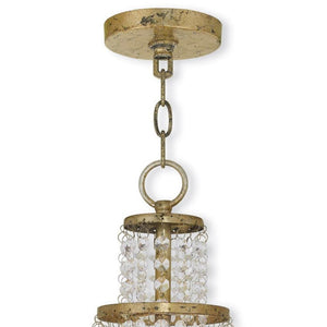 HomeRoots Gold Dimmable Three-Light Chandelier with Off-White Shades – Elegant Metal Fixture for Any Room 687626