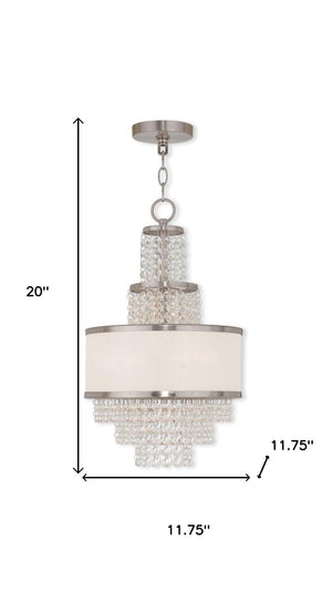 HomeRoots Nickel Three-Light Dimmable Chandelier with Cylinder Shades - Modern Elegance for Any Space 687627