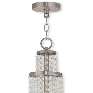 HomeRoots Nickel Modern Dimmable Three-Light Chandelier with Cylinder Shades for Stylish Home Illumination 687629