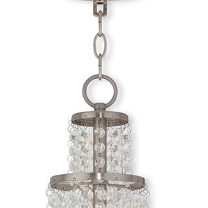 HomeRoots Nickel Modern Dimmable Three-Light Chandelier with Cylinder Shades for Stylish Home Illumination 687629