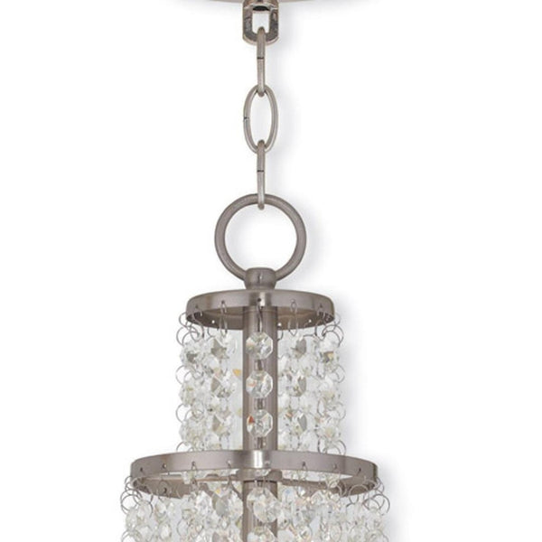 HomeRoots Nickel Modern Dimmable Three-Light Chandelier with Cylinder Shades for Stylish Home Illumination 687629