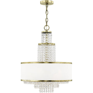 HomeRoots Bronze Elegant Five-Light Dimmable Chandelier with Off-White Shades for Modern Spaces & Décor 687630