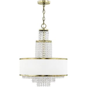 HomeRoots Bronze Elegant Five-Light Dimmable Chandelier with Off-White Shades for Modern Spaces & Décor 687630