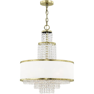 HomeRoots Bronze Elegant Five-Light Dimmable Chandelier with Off-White Shades for Modern Spaces & Décor 687630