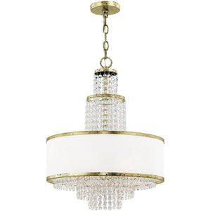 HomeRoots Bronze Elegant Five-Light Dimmable Chandelier with Off-White Shades for Modern Spaces & Décor 687630