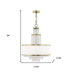 HomeRoots Bronze Elegant Five-Light Dimmable Chandelier with Off-White Shades for Modern Spaces & Décor 687630