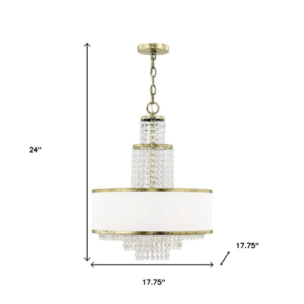 HomeRoots Bronze Elegant Five-Light Dimmable Chandelier with Off-White Shades for Modern Spaces & Décor 687630