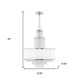 HomeRoots Nickel Dimmable Chandelier with Off-White Shades - Elegant 5-Light Fixture for Modern Spaces 687631