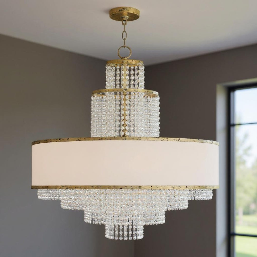 HomeRoots Eight Light Dimmable Chandelier - Contemporary Cylinder Design for Dining Rooms & Living Spaces 687633
