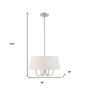 HomeRoots Nickel Four-Light Dimmable Chandelier with Stylish Cream Shades – Modern Elegance for Any Space 687634