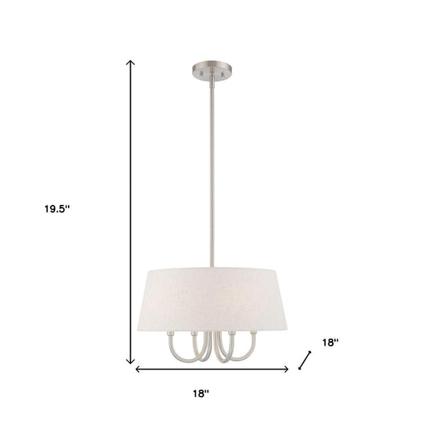 HomeRoots Nickel Four-Light Dimmable Chandelier with Stylish Cream Shades – Modern Elegance for Any Space 687634