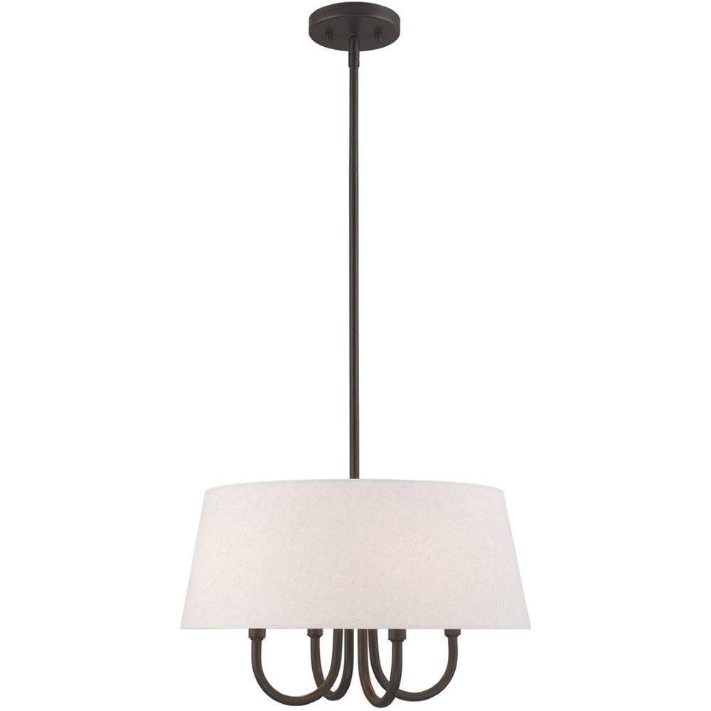HomeRoots Bronze Four-Light Dimmable Chandelier with Elegant Cylinder Shades for Contemporary Spaces 687635