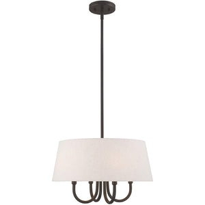 HomeRoots Bronze Four-Light Dimmable Chandelier with Elegant Cylinder Shades for Contemporary Spaces 687635