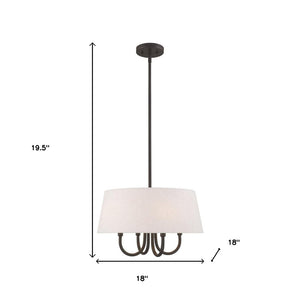 HomeRoots Bronze Four-Light Dimmable Chandelier with Elegant Cylinder Shades for Contemporary Spaces 687635