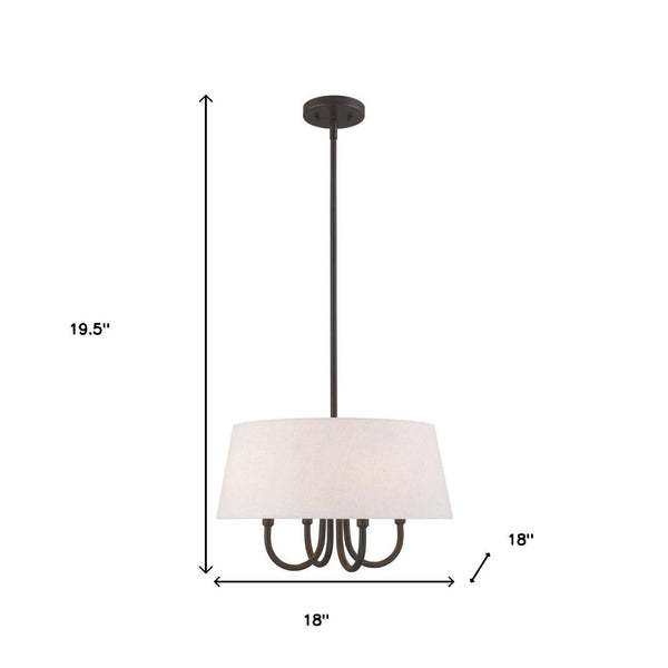 HomeRoots Bronze Four-Light Dimmable Chandelier with Elegant Cylinder Shades for Contemporary Spaces 687635
