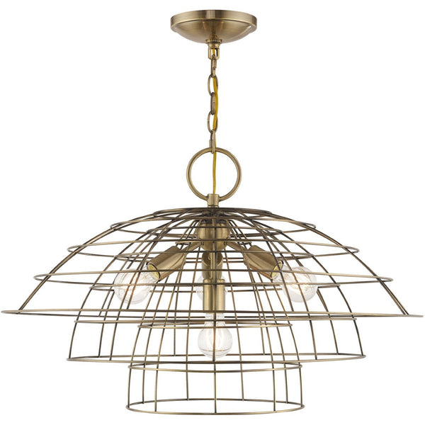 HomeRoots Four Light Dimmable Chandelier – Modern Cylinder Shades for Contemporary Spaces & Adjustable Ambiance 687636