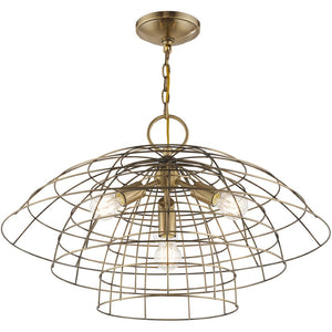 HomeRoots Four Light Dimmable Chandelier – Modern Cylinder Shades for Contemporary Spaces & Adjustable Ambiance 687636