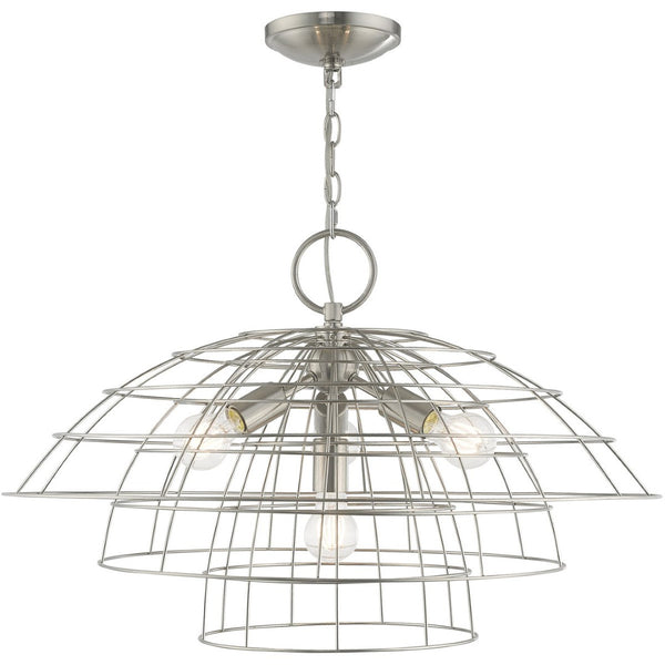 HomeRoots Four Light Dimmable Chandelier – Modern Cylinder Shades for Stylish Illumination in Any Space 687637