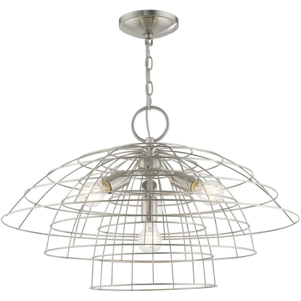 HomeRoots Four Light Dimmable Chandelier – Modern Cylinder Shades for Stylish Illumination in Any Space 687637