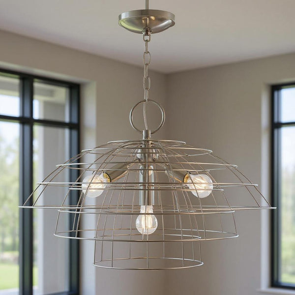 HomeRoots Four Light Dimmable Chandelier – Modern Cylinder Shades for Stylish Illumination in Any Space 687637