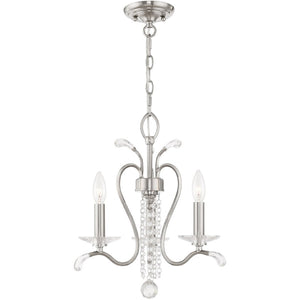 HomeRoots Nickel Dimmable Chandelier with Clear Cylinder Shades - Modern Elegance for Any Space, 3 Lights 687639