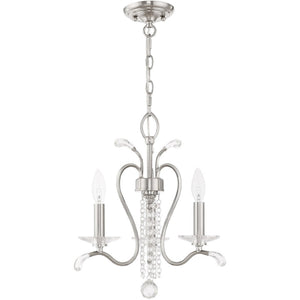HomeRoots Nickel Dimmable Chandelier with Clear Cylinder Shades - Modern Elegance for Any Space, 3 Lights 687639