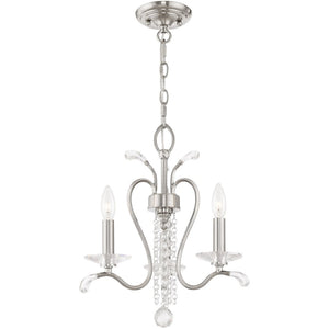 HomeRoots Nickel Dimmable Chandelier with Clear Cylinder Shades - Modern Elegance for Any Space, 3 Lights 687639