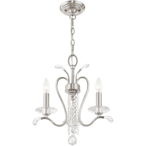 HomeRoots Nickel Dimmable Chandelier with Clear Cylinder Shades - Modern Elegance for Any Space, 3 Lights 687639
