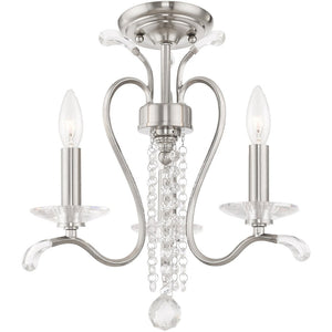 HomeRoots Nickel Dimmable Chandelier with Clear Cylinder Shades - Modern Elegance for Any Space, 3 Lights 687639