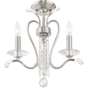 HomeRoots Nickel Dimmable Chandelier with Clear Cylinder Shades - Modern Elegance for Any Space, 3 Lights 687639