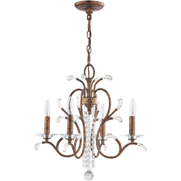 HomeRoots Four Light Dimmable Chandelier - Modern Cylinder Shades, Steel Frame, Ideal for Any Room Ambiance 687640