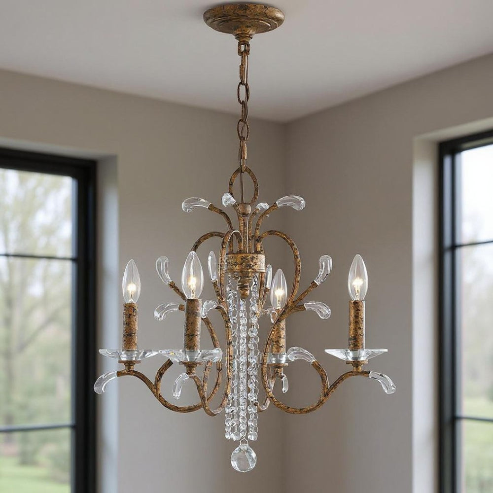 HomeRoots Four Light Dimmable Chandelier - Modern Cylinder Shades, Steel Frame, Ideal for Any Room Ambiance 687640