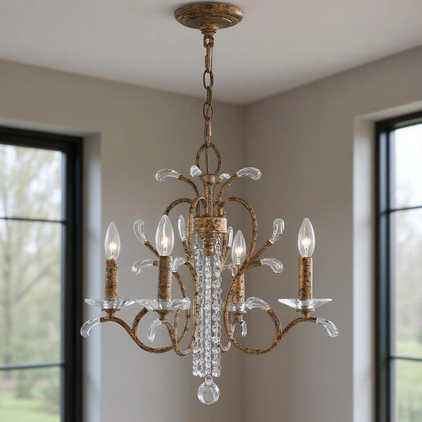 HomeRoots Four Light Dimmable Chandelier - Modern Cylinder Shades, Steel Frame, Ideal for Any Room Ambiance 687640