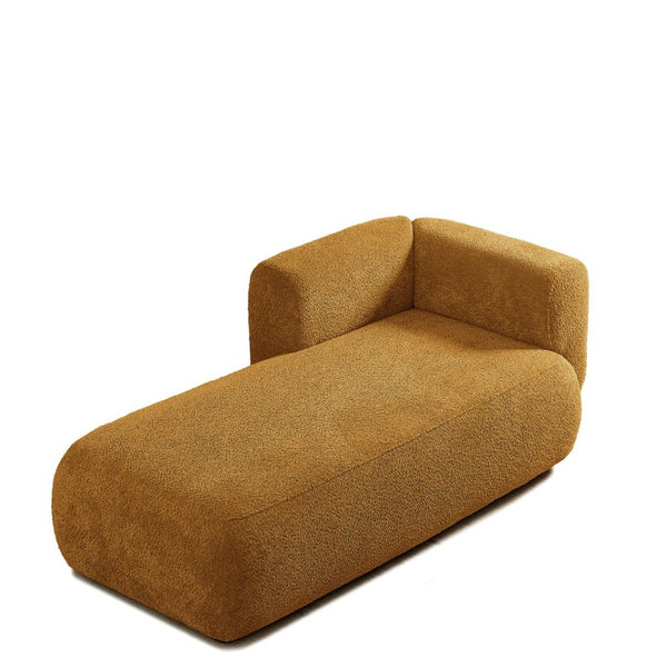 English Elm Upholstered Boucle Chaise Lounge with Foam Spring Support and Warm Wooden Legs W5515P437371