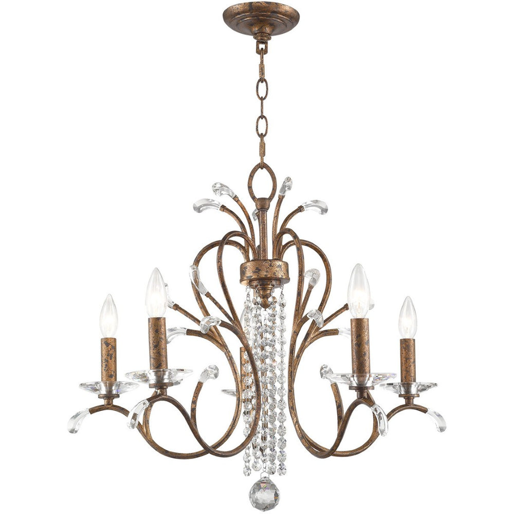 HomeRoots Five Light Dimmable Chandelier with Modern Cylindrical Shades for Stylish Home Ambiance and Illumination 687641