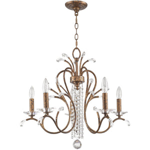 HomeRoots Five Light Dimmable Chandelier with Modern Cylindrical Shades for Stylish Home Ambiance and Illumination 687641