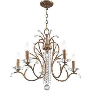 HomeRoots Five Light Dimmable Chandelier with Modern Cylindrical Shades for Stylish Home Ambiance and Illumination 687641
