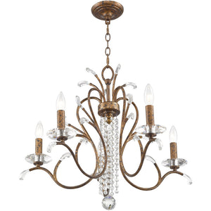 HomeRoots Five Light Dimmable Chandelier with Modern Cylindrical Shades for Stylish Home Ambiance and Illumination 687641