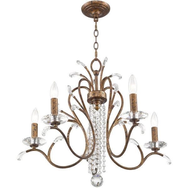 HomeRoots Five Light Dimmable Chandelier with Modern Cylindrical Shades for Stylish Home Ambiance and Illumination 687641