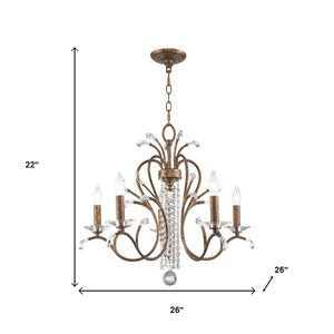 HomeRoots Five Light Dimmable Chandelier with Modern Cylindrical Shades for Stylish Home Ambiance and Illumination 687641