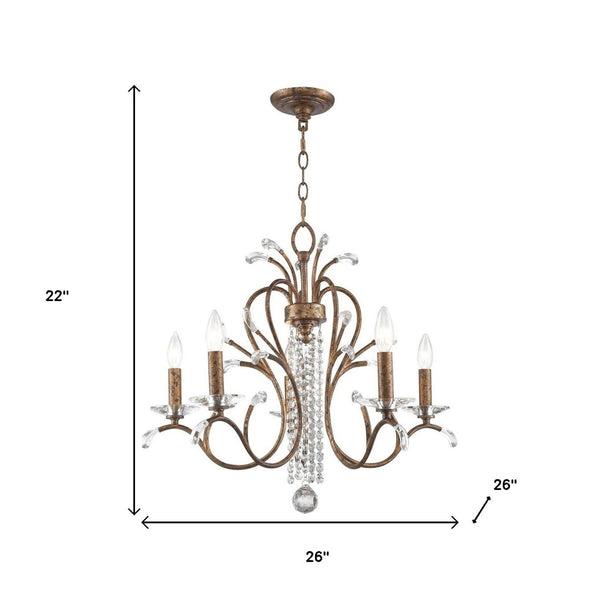 HomeRoots Five Light Dimmable Chandelier with Modern Cylindrical Shades for Stylish Home Ambiance and Illumination 687641