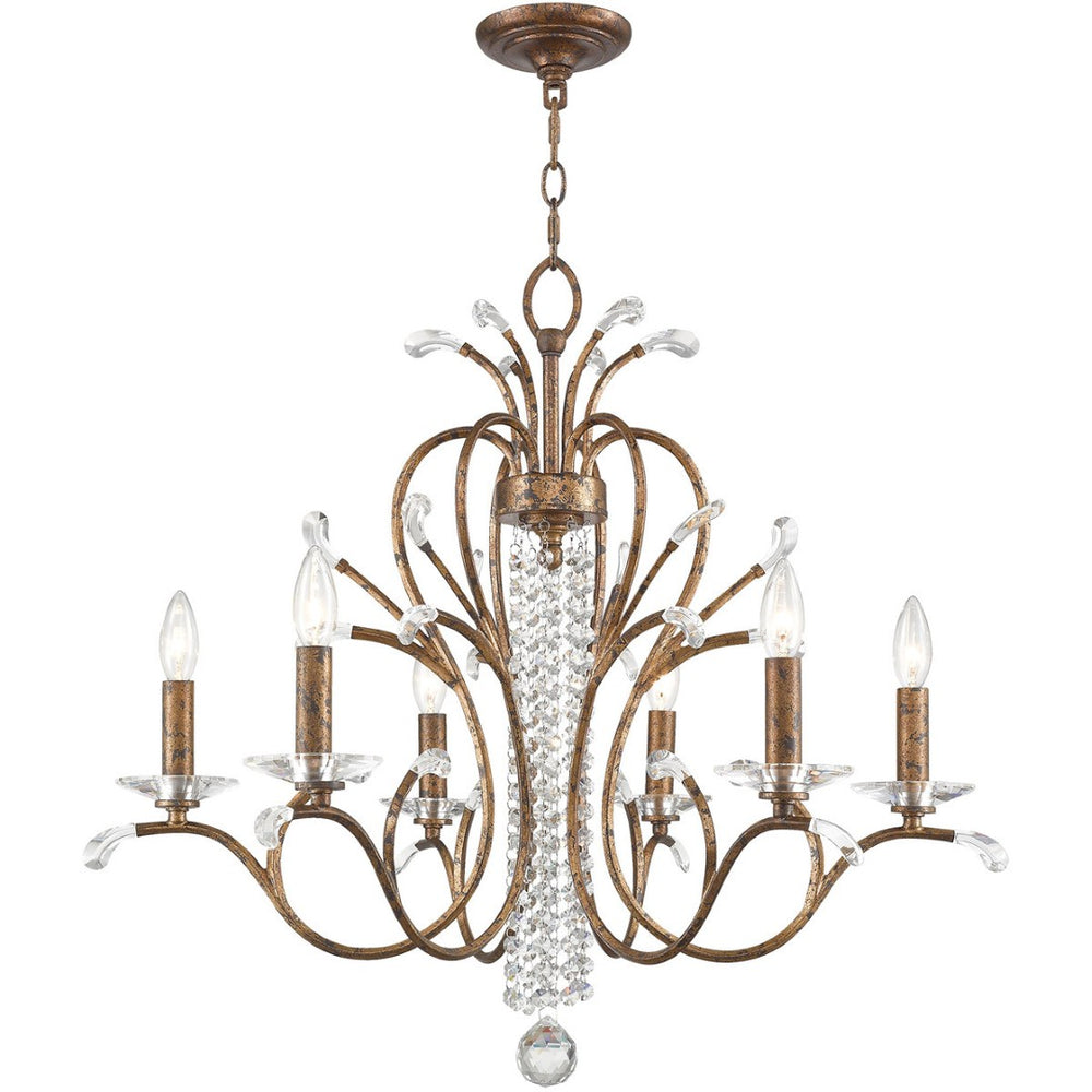 HomeRoots Six Light Dimmable Chandelier with Contemporary Cylinder Shades for Modern Home Elegance & Style 687643