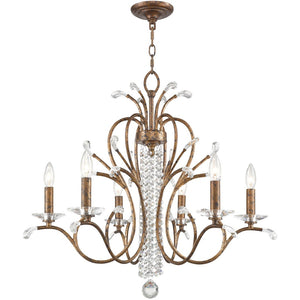 HomeRoots Six Light Dimmable Chandelier with Contemporary Cylinder Shades for Modern Home Elegance & Style 687643