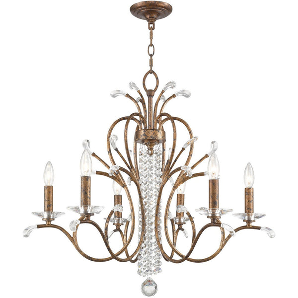 HomeRoots Six Light Dimmable Chandelier with Contemporary Cylinder Shades for Modern Home Elegance & Style 687643